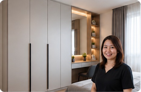Puan Mei Ling with a bedroom wardrobe project